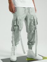 Men Hip Hop Street Style Ribbon Cargo Pants - thumbnail