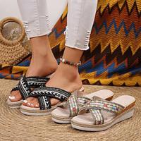 Women's Slippers Plus Size Daily Flat Heel Round Toe Vintage Fashion Casual Walking Rubber PU Loafer Black Beige Lightinthebox