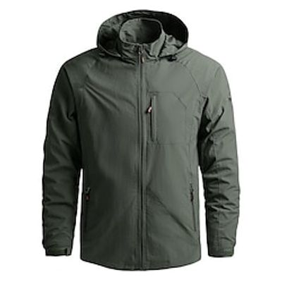 Men's Outdoor Jacket Lightweight Jacket Hiking Jacket Outdoor Daily Wear Warm Quick Dry Pocket Fall Winter Plain Fashion Streetwear Hooded Regular Black Blue Green Khaki Jacket Lightinthebox