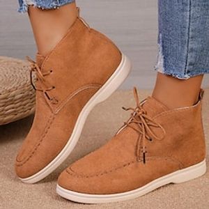 Women's Sneakers Boots Plus Size Platform Loafers Outdoor Office Work Booties Ankle Boots Flat Heel Round Toe Elegant Fashion Sporty Faux Leather Lace-up dark brown Pink Grey miniinthebox