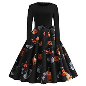 Pumpkin Flapper Dress Dress Adults' Women's Vintage Festival Christmas Halloween New Year Festival  Holiday Terylene Black Women's Easy Carnival Costumes Pumpkin  Belt Lightinthebox