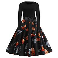 Pumpkin Flapper Dress Dress Adults' Women's Vintage Festival Christmas Halloween New Year Festival  Holiday Terylene Black Women's Easy Carnival Costumes Pumpkin  Belt Lightinthebox - thumbnail