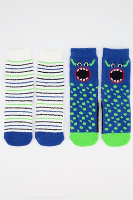 Kids Boys 2 Pack Super Soft Socks Blue/White Combo Kids Boys 2 Pack Super Soft Socks Blue/White Combo