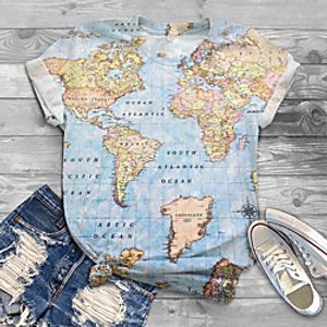 Women's Plus Size Tops T shirt Graphic Print Short Sleeve Crewneck Basic Blue Big Size XL XXL 3XL 4XL 5XL / Holiday miniinthebox