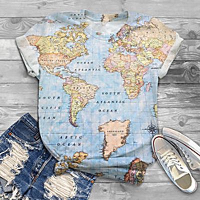 Women's Plus Size Tops T shirt Graphic Print Short Sleeve Crewneck Basic Blue Big Size XL XXL 3XL 4XL 5XL / Holiday miniinthebox