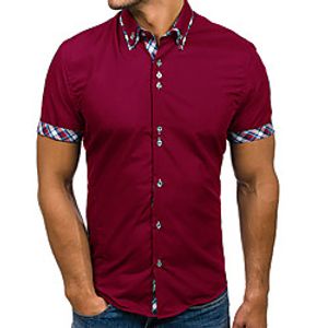 Men's Shirt Solid Colored Short Sleeve Daily Tops Basic Wine Royal Blue White miniinthebox