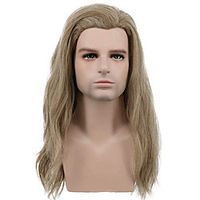 Men's Long Curly Hair Wavy Light Brown Wig Halloween Cosplay Wig Anime Costume Party Wig Lightinthebox - thumbnail
