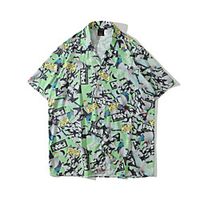 Men's Shirt Other Prints Graphic Button-Down Print Short Sleeve Casual Tops Basic Hawaiian Distressed Button Down Collar Green / Summer miniinthebox - thumbnail