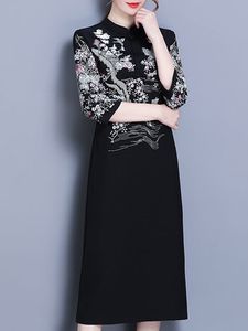 Half Sleeve Printed Vintage Dresses