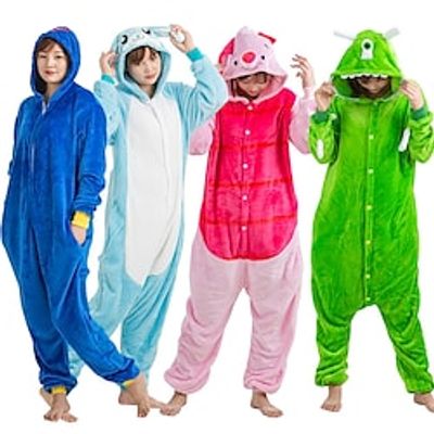Kid's Adults' Kigurumi Pajamas Piggy  Pig Rabbit Bunny Alien Character Onesie Pajamas Flannel Fabric Cosplay For Men and Women Boys and Girls Carnival Animal Sleepwear Cartoon Festival  Holiday Lightinthebox