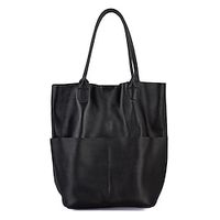 Women's Shoulder Bag Bucket Bag Cowhide Daily Zipper Black Lightinthebox