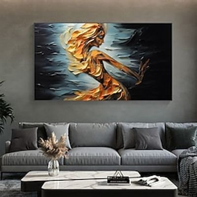 Handmade Oil Painting Canvas Wall Art Decor Original Portrait of a girl Painting for Home Decor With Stretched Frame/Without Inner Frame Painting miniinthebox