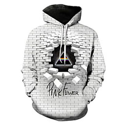 Men's Plus Size Hoodie Cartoon Color Block 3D Hooded Casual Streetwear Hoodies Sweatshirts  White miniinthebox