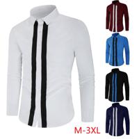 2020 spring new men's shirt Korean style slim color matching long-sleeved shirt European size lapel white shirt