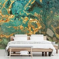 Abstract Marble Wallpaper Mural Geen Glod Marble Wall Covering Sticker Peel and Stick Removable PVC/Vinyl Material Self Adhesive/Adhesive Required Wall Decor for Living Room Kitchen Bathroom miniinthebox