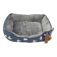 Nutrapet Aahh Dog Bed Squarey L46 x W36 x H42 cm Flannel Blue Grey Mr Mickey