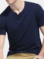 Mens Brief Style Solid Color Cotton Basic Tops Round Neck Short Sleeve Casual T-shirt