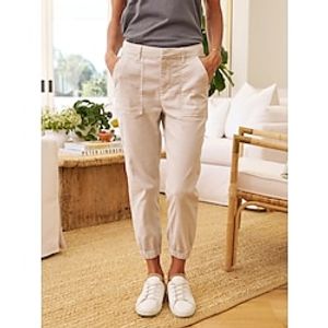 Women's Cotton And Linen Sweatpants Joggers Full Length High Waist Fashion Casual Daily Wear Weekend Khaki S 2XL Summer Spring Lightinthebox