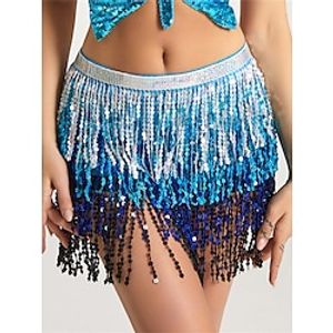 Women's Skirt Sparkly Skirt Mini Polyester White / Black Black White Yellow Skirts Summer Sequins Tassel Fringe Fashion Casual Performance Halloween One-Size miniinthebox