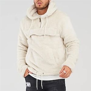 Men's Pullover Hoodie Sweatshirt Khaki Brown White Hooded Solid Color Sports  Outdoor Streetwear Fleece Casual Big and Tall Esencial Spring Clothing Apparel Hoodies Sweatshirts  Long Sleeve  Winter Lightinthebox