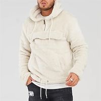 Men's Pullover Hoodie Sweatshirt Khaki Brown White Hooded Solid Color Sports  Outdoor Streetwear Fleece Casual Big and Tall Esencial Spring Clothing Apparel Hoodies Sweatshirts  Long Sleeve  Winter Lightinthebox - thumbnail