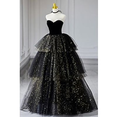 A-Line Prom Dresses Black Dress Dress Formal Birthday Floor Length Sleeveless Strapless Tulle with Ruched Sequin 2023 Lightinthebox A-Line Prom Dresses Black Dress Dress Formal Birthday Floor Length Sleeveless Strapless Tulle with Ruched Sequin 2023 Lightinthebox