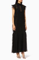 Ciel Noir Ruched Point D'Esprit Midi Dress - thumbnail
