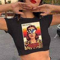 Inspired by Stranger Things Hellfire Club Eddie Munson Crop Top 100% Polyester Anime Graphic Street Style Crop Top For Women's Lightinthebox - thumbnail