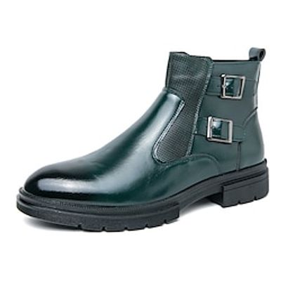 Men's Boots Formal Shoes Dress Shoes Business Casual Christmas Xmas Office  Career PU Comfortable Booties / Ankle Boots Zipper Buckle Black Blue Brown Winter miniinthebox