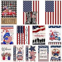 Independence Day Garden Flags Set of 12 Double Sided 12 x 18 Inch Yard Flags, Small Garden Flags for Outside, Outdoor Flags, Holiday Garden Flags for All Seasons Lightinthebox