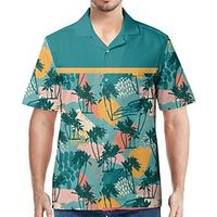 Men's Shirt 3D Print Plants Graphic Patterned Turndown Street Daily 3D Button-Down Short Sleeve Tops Casual Fashion Breathable Comfortable Green Lightinthebox - thumbnail