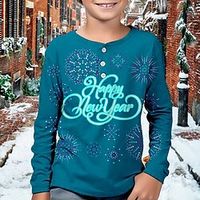New Year Boys 3D Fireworks Henley Shirt Long Sleeve 3D Print Fall Winter Sports Fashion Streetwear Polyester Kids 3-12 Years Crew Neck Outdoor Casual Daily Regular Fit Lightinthebox - thumbnail