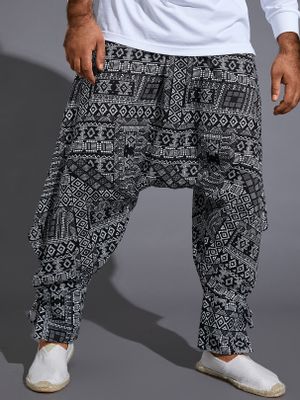 Men Ethnic Style Print Tribal Waist Loose Harem Pants Men Ethnic Style Print Tribal Waist Loose Harem Pants