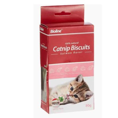 Bioline Bioline Catnip Biscuits Salmon Flavor Cat Treats 80g (UAE Delivery Only)