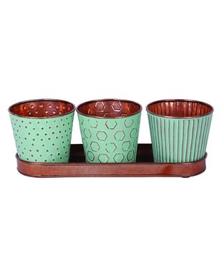 Robert Allen Concord Set 6 inch Pot with Tray Copper Patina