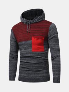 Mens Fashion Hooded Warm Slim Fit Pullover Knit Sweater