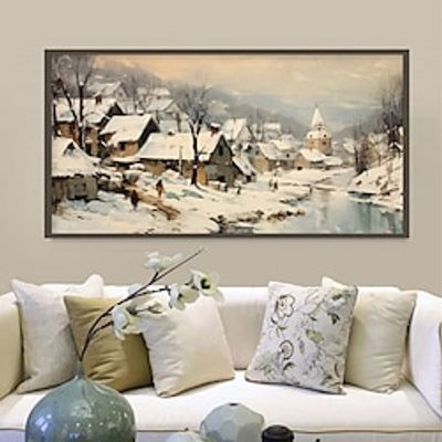 Handmade Hand Painted Wall Art Vintage Winter Oil Painting Winter Landscape Christmas Art for Living Room Christmas Decor Home Decoration Decor Rolled Canvas No Frame Unstretched miniinthebox Handmade Hand Painted Wall Art Vintage Winter Oil Painting Winter Landscape Christmas Art for Living Room Christmas Decor Home Decoration Decor Rolled Canvas No Frame Unstretched miniinthebox
