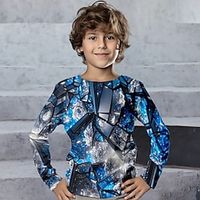 Boys 3D Geometric Tee Shirt Long Sleeve 3D Print Spring Fall Sports Fashion Streetwear Polyester Kids 3-12 Years Crew Neck Outdoor Casual Daily Regular Fit Lightinthebox - thumbnail