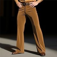 Men's Dress Pants Flared Pants Trousers Suit Pants Velvet Pants Front Pocket Plain Comfort Business Daily Holiday Fashion Chic  Modern Blue Brown Lightinthebox - thumbnail
