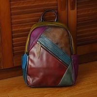 Women's Backpack Commuter Backpack Daily Thanksgiving Day Contrast Color Street Culture Cowhide Durable Zipper Rainbow Lightinthebox