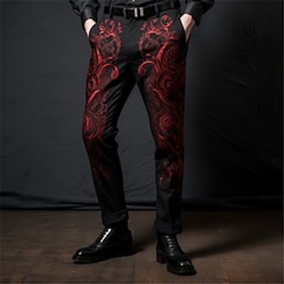 Floral Totem Vintage Abstract Men's 3D Print Pants Trousers Outdoor Daily Wear Streetwear Polyester Wine Gray S M L Medium Waist Elasticity Pants Lightinthebox