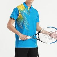 Men's Golf Shirt Tennis Shirt Breathable Quick Dry Moisture Wicking Short Sleeve T Shirt Top Regular Fit Printed Summer Gym Workout Tennis Badminton  Micro-elastic  Lightweight Lightinthebox - thumbnail