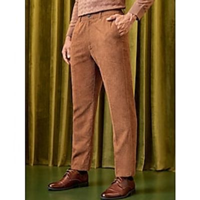 Men's Dress Pants Corduroy Pants Trousers Suit Pants Pocket Plain Comfort Breathable Outdoor Daily Going out Fashion Casual Khaki miniinthebox