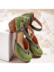 Women's retro block heel sandals