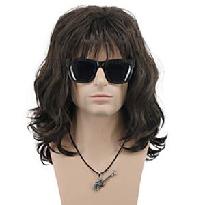 Mullet Wig Synthetic Wig Wave Neat Bang Wig Medium Length Brown Blonde Synthetic Hair Men's Cosplay Party Wig(Only Wig) miniinthebox