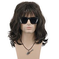 Mullet Wig Synthetic Wig Wave Neat Bang Wig Medium Length Brown Blonde Synthetic Hair Men's Cosplay Party Wig(Only Wig) miniinthebox - thumbnail