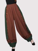 Elastic Waist Stitching Printed Pants