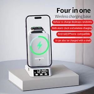 4 in 1 Alarm Clock Wireless Charging Station for Samsung Galaxy Watch 6/5/4 Active 2/1 Galaxy S23 Ultra/S22 Note 20 Buds Pro 2 miniinthebox