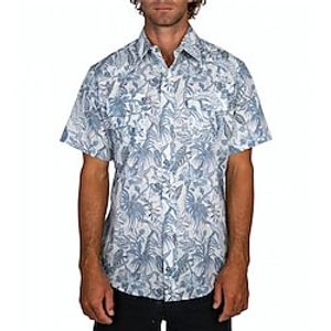 Men's Shirt Summer Hawaiian Shirt Floral Graphic Prints Turndown Blue Outdoor Street Short Sleeves Button-Down Print Clothing Apparel Tropical Fashion Hawaiian Designer miniinthebox