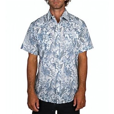 Men's Shirt Summer Hawaiian Shirt Floral Graphic Prints Turndown Blue Outdoor Street Short Sleeves Button-Down Print Clothing Apparel Tropical Fashion Hawaiian Designer miniinthebox